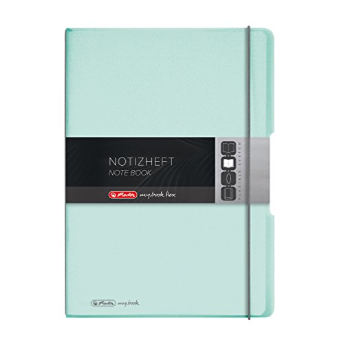 Herlitz 11408655 Notizheft (A4, PP-Wechselcover Mit VerschluÃŸgummi, 80g/m²) 80 Blatt Minze-transparent von Herlitz