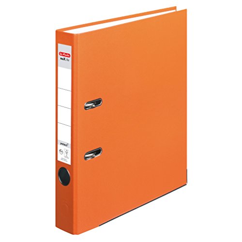 Herlitz 11416229 Ordner maX.file protect A4, 5 cm mit Einsteckrückenschild, 5er-Packung, FSC Mix, orange von Herlitz