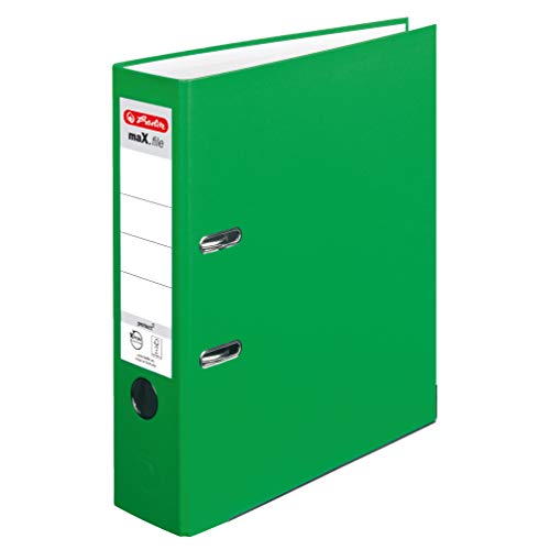 Herlitz 11416294 Ordner maX.file protect A4, 8 cm mit Einsteckrückenschild, 5er-Packung, FSC Mix, hellgrün von Herlitz