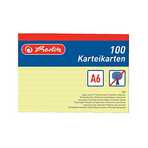 Herlitz Karteikarten A6 liniert, 100 Stück, gelb von Herlitz