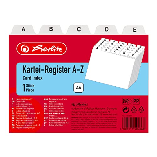 Herlitz 1500669 Karteiregister A6 Kunststoff PP 25-teilig A-Z weiß, DIN A6 von Herlitz