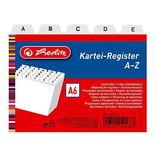 Herlitz 1500669 Karteiregister A6 Kunststoff PP 25-teilig A-Z weiß (5, DIN A6) von Herlitz