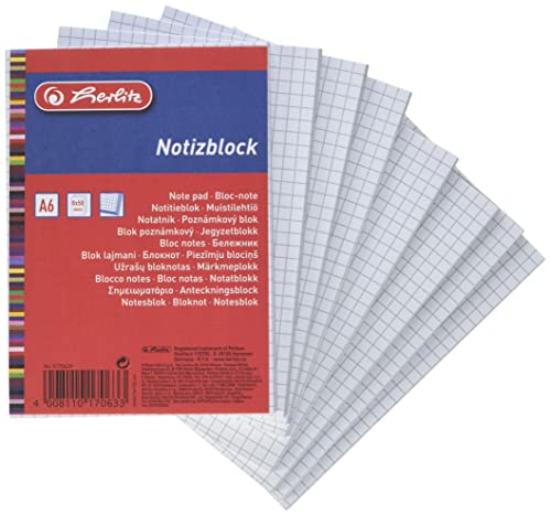 Herlitz Haushaltsnotizblock A6, kariert, je 50 Blatt, 8 Stück von Herlitz