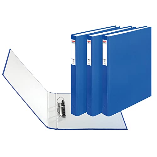 Herlitz 1913813 Ringbuch A4 PP 2-Bügel, 24 mm Pack 3er, Farbe blau von Herlitz