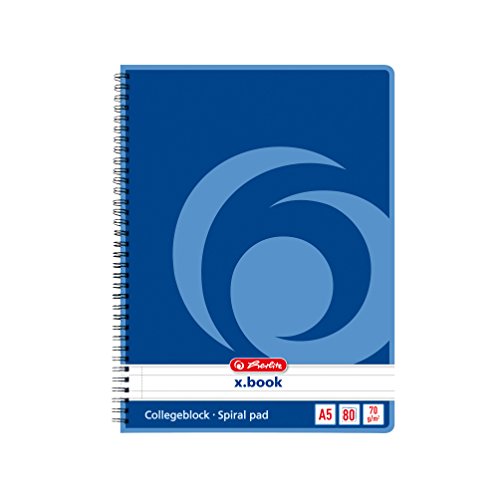 Herlitz 297515 Notizblock mit Seitenspirale, 70 g/qm, A5, liniert, 80 Blatt 4er Packung von Herlitz