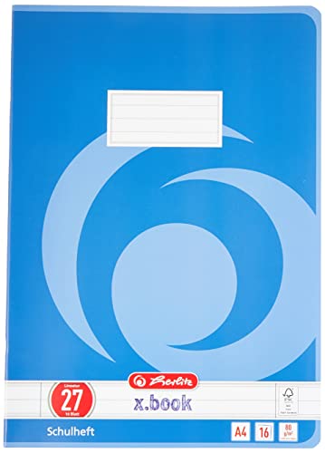 Herlitz 3322708 Schulheft A4, liniert mit 2 Rändern, Lineatur 27, 16 Blatt, 10er Packung von Herlitz