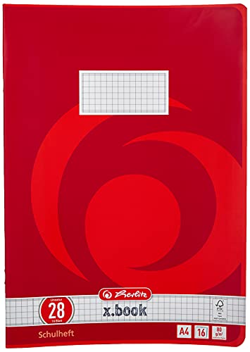 Herlitz 3322807 Schulheft (A4, kariert mit Rand, Lineatur 28) 16 Blatt, 10er Packung von Herlitz