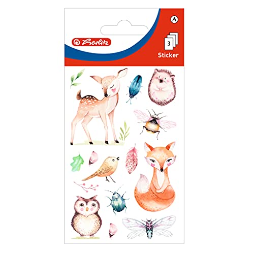 Herlitz 50034215 selbstklebende Sticker für Kids, Motiv: Waldtiere, 10 x 3 Bögen von Herlitz