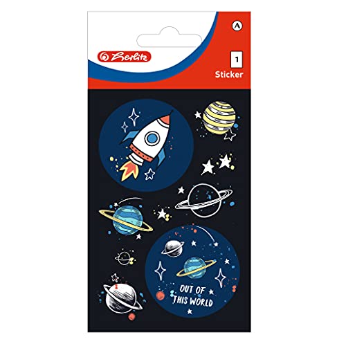 Herlitz 50034345 selbstklebende Sticker für Kids, Motiv: Sapce, 10 x 1 Bogen von Herlitz