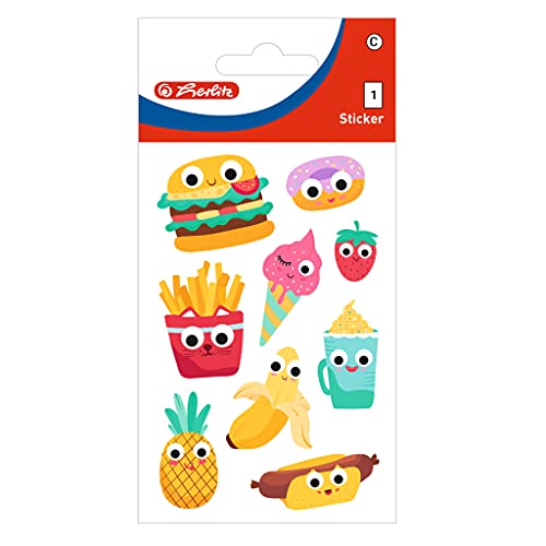 Herlitz 50034390 selbstklebende Sticker für Kids, Motiv: Funny Food, 10 x 1 Bogen von Herlitz