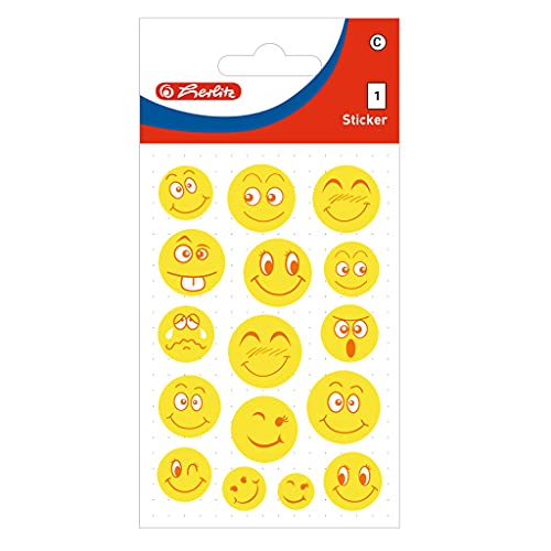 Herlitz 50034413 selbstklebende Sticker für Kids, Motiv: Emoji Faces reflex, 10 x 1 Bogen von Herlitz