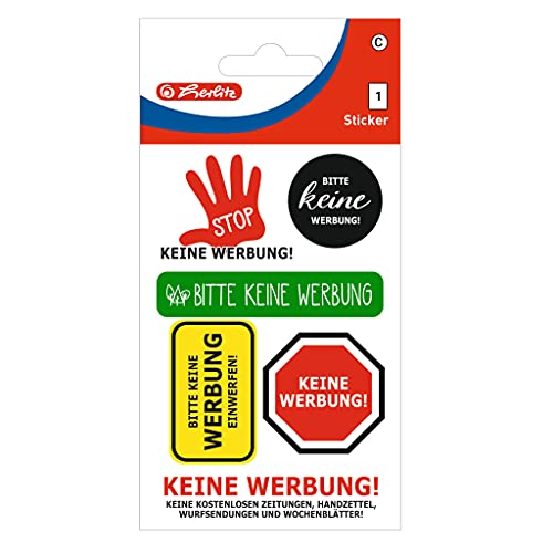 Herlitz 50034482 selbstklebende Etiketten, Motiv: keine Werbung, 10 x 1 Bogen von Herlitz