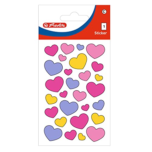 Herlitz 50034642 selbstklebende Deko-Sticker, Motiv: Herzen glimmer/pastell, 10 x 1 Bogen von Herlitz