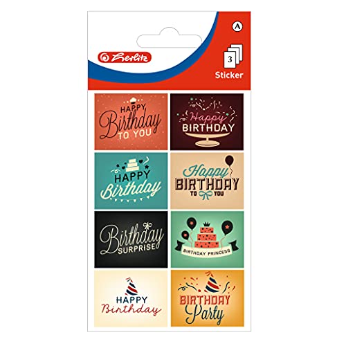 Herlitz 50034703 selbstklebende Deko-Sticker, Motiv: Happy B-day Vintage, 10 x 3 Bögen von Herlitz