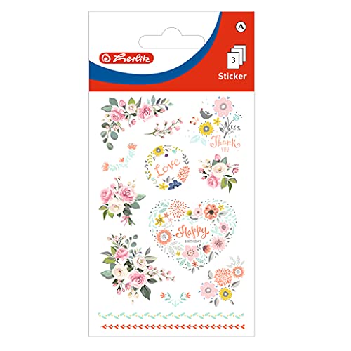 Herlitz 50034727 selbstklebende Deko-Sticker, Motiv: Flower pastell, 10 x 3 Bögen von Herlitz