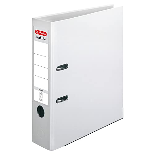 Herlitz 5480710 Ordner maX.file protect A4 (8 cm mit Einsteckrückenschild), weiss von Herlitz