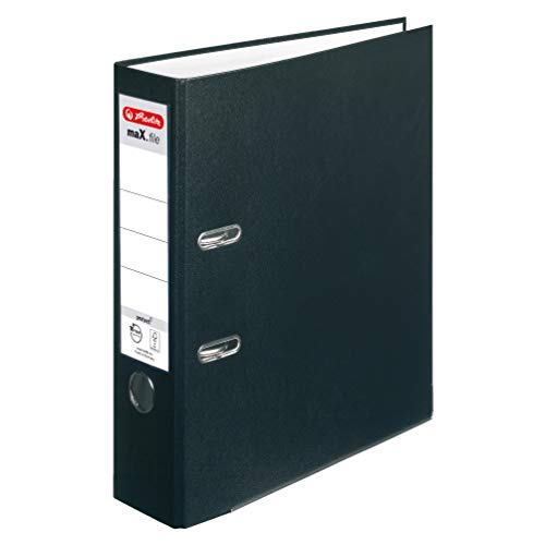 Herlitz 5480801 Ordner maX.file protect A4 (8 cm mit Einsteckrückenschild) (schwarz | 5er Pack) von Herlitz