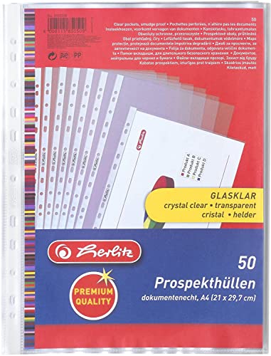 Herlitz 5850508 Prospekthülle Premium, A4 glasklar (A4, 200er Premium) von Herlitz