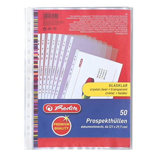 Herlitz 5850508 Prospekthülle Premium, A4 glasklar 250 Hüllen von Herlitz