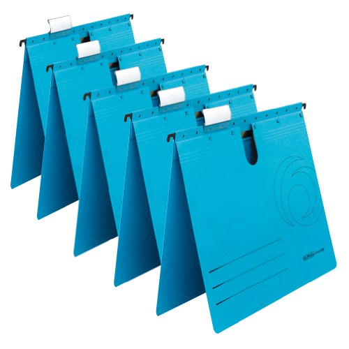 Herlitz 5874961 Hängehefter A4 UniReg kaufmännisch, Kraftkarton, 230 g/qm 5er Pack, Farbe blau von Herlitz