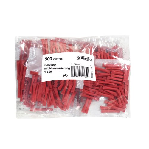 Herlitz 791855 Gewinnlose nummeriert 1-500, 10x50 Stück, Farbe rot von Herlitz