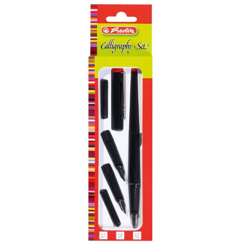 Herlitz 8623001 5-teiliges Füllhalter Calligraphy-Set, schwarz, Standard von Herlitz