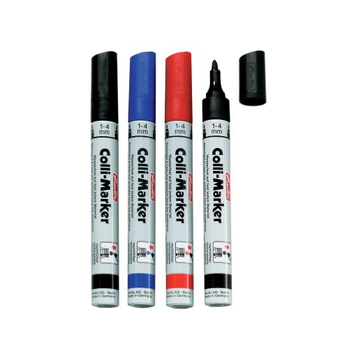 Herlitz 8665994 Permanentmarker, wasserfest, 1 bis 4 mm, farbig sortiert Colli Marker 5 Stück von Herlitz