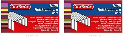 Herlitz 8760613 Heftklammern Nummer 10 verzinkt, 1000 Stück, metall (Packung mit 2) von Herlitz