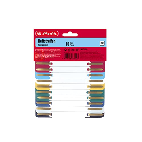 Herlitz 8767501 Heftstreifen PP 3,4 x 15 cm, 10 Stück, farbig sortiert bunt von Herlitz