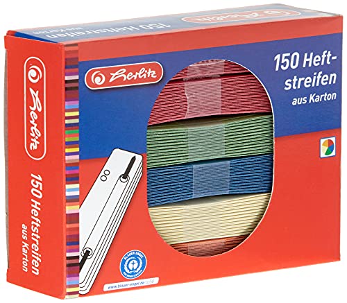 Herlitz 8767709 Heftstreifen 34 x 150 mm, RC-Karton, farbig sortiert von Herlitz