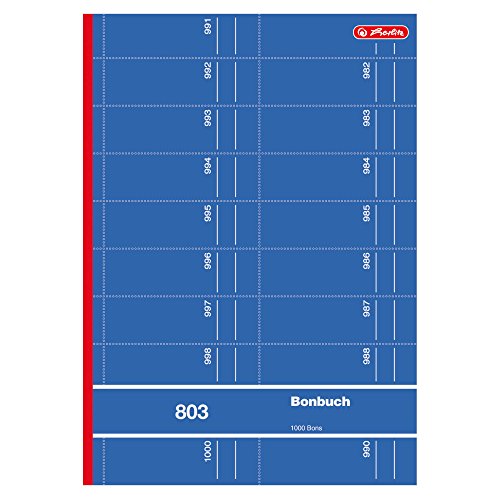 Herlitz 892612 Bonbuch 803, A4, rosa, blau, gelb, grün oder rot, 2x50 Blatt, 1000 Bons farbig sortiert von Herlitz