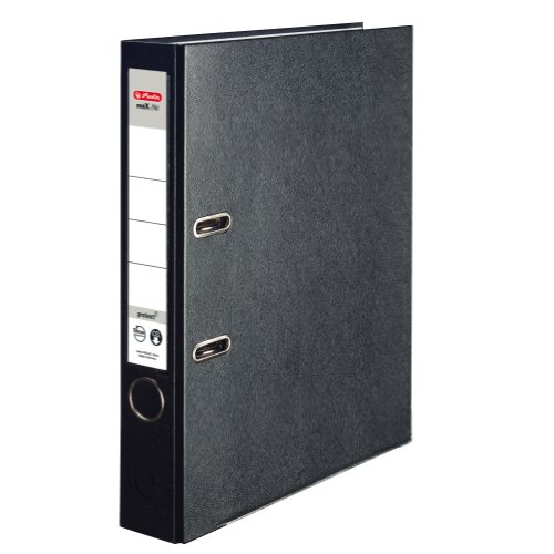 Herlitz 9942624 Ordner maX.file protect A4 5cm schwarz, PP-Kunststoffb./Papier hellgr.besch. 5er Packung von Herlitz