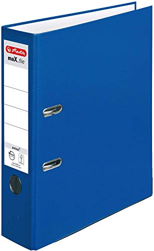 Herlitz Ordner maX.file protect A4 (8 cm mit Einsteckrückenschild) (blau, 8cm | 10er Pack) von Herlitz