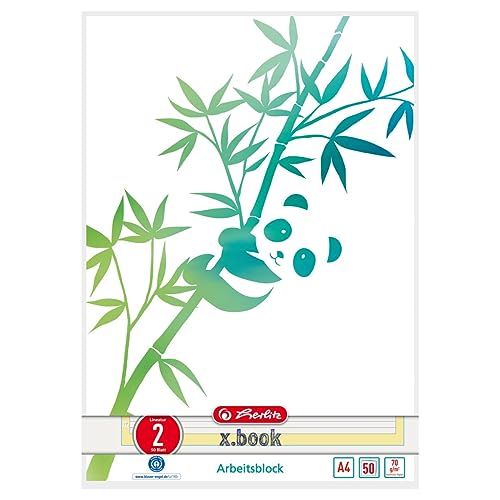 Herlitz Arbeitsblock A4 GREENline 50 Blatt Lineatur 02 Motiv Panda von Herlitz