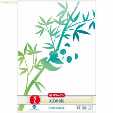 Herlitz Arbeitsblock A4 Greenline 50 Blatt Lineatur 2 Motiv Panda von Herlitz