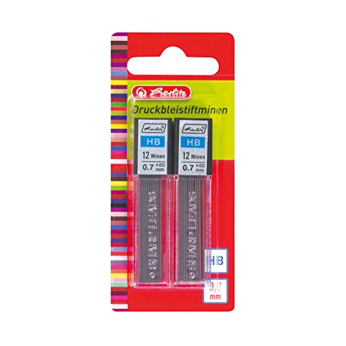 Herlitz Druckbleistiftmine HB, 0.7 mm, 24 Stück, 2 x 12 Stück Auf Blisterkarte von Herlitz