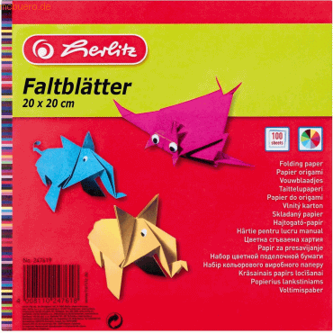 5 x Herlitz Faltblätter 20X20cm 100 Blatt farbig sortiert von Herlitz