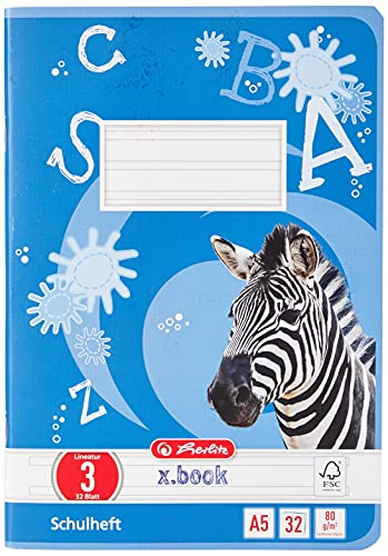 Herlitz Heft A5, Lineatur 03, holzfreies Papier, liniert, 80 g/m², 32 Blatt, weiß von Herlitz