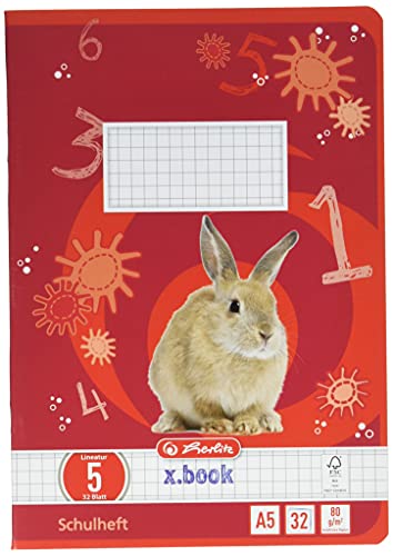 Herlitz Heft A5 Lineatur 05, holzfreies Papier, kariert, 80 g/m², 5 x 5 mm, 32 Blatt, mehrfarbig von Herlitz