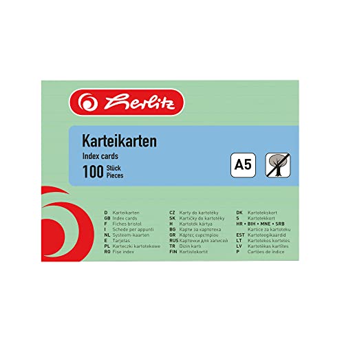 Herlitz 1150556 Karteikarte A5 grün, liniert, 100 Stück, 2 von Herlitz