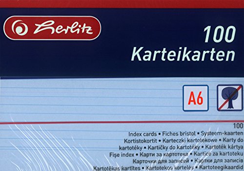 Herlitz Karteikarten A6, Liniert (1.000 Stück, Blau) von Herlitz