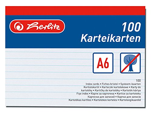 Herlitz Karteikarten A6, Liniert (1000 Stück, Weiß) von Herlitz