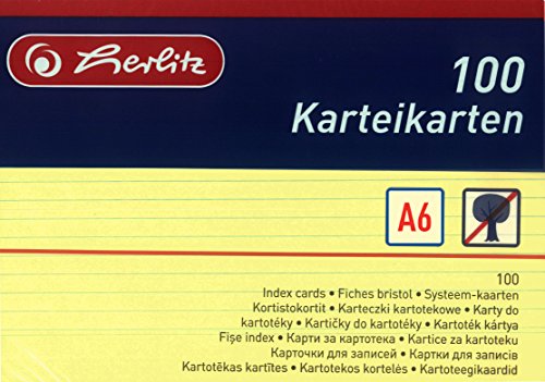 Herlitz Karteikarten A6, Liniert (400 Stück, Gelb) von Herlitz