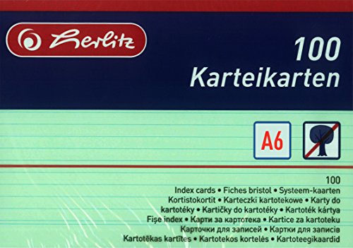 Herlitz Karteikarten A6, Liniert (500 Stück, Grün) von Herlitz