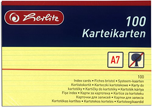 Herlitz 1150507 Karteikarten A5, Weiß, Gelb, A7 / 800 Karten, 100 Stück von Herlitz