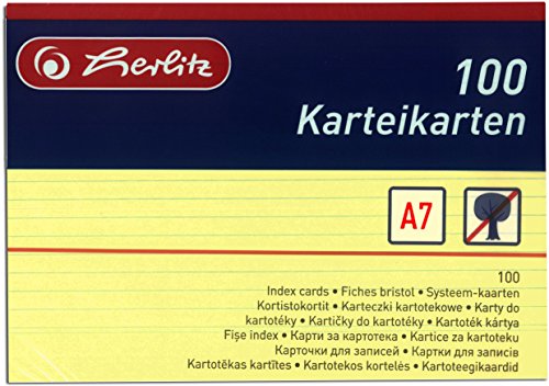 Herlitz Karteikarten DIN A7 liniert (1000 Karten, Gelb) von Herlitz