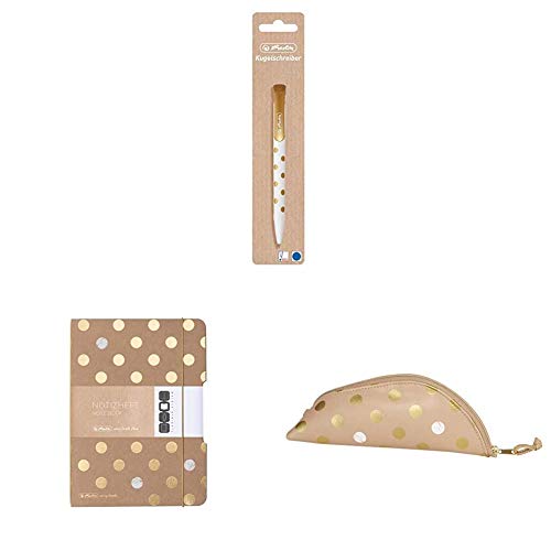 Herlitz Kugelschreiber Pure Glam + Notizheft flex A5 Pure Glam, 40 Blatt Gepunktet + Faulenzer Cocoon Pure Glam von Herlitz