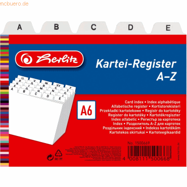 Herlitz Leitregister A-Z A6quer PP 25-teilig weiß von Herlitz