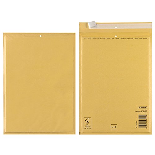 Herlitz Luftpolsterumschläge Versandtasche D, 10 braune Umschläge, selbstklebend, für DIN A5, 10 Stück, 793406 von Herlitz