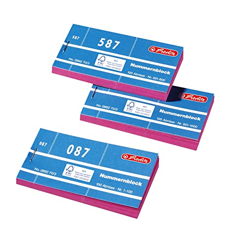 Herlitz Nummernblöcke 1-1000/892703 105x50 mm sortiert Inh.1x10Stück von Herlitz